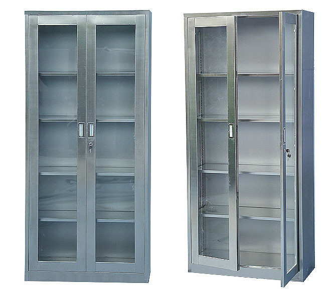 白钢通玻器械柜,玻璃门不锈钢器材柜,不锈钢玻璃器械柜
