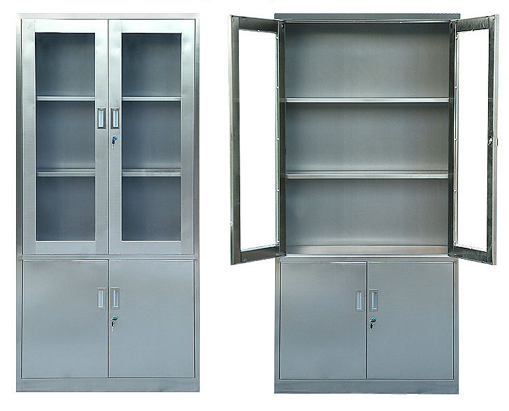 不锈钢器械柜,不锈钢上玻下铁柜,不锈钢器器材柜