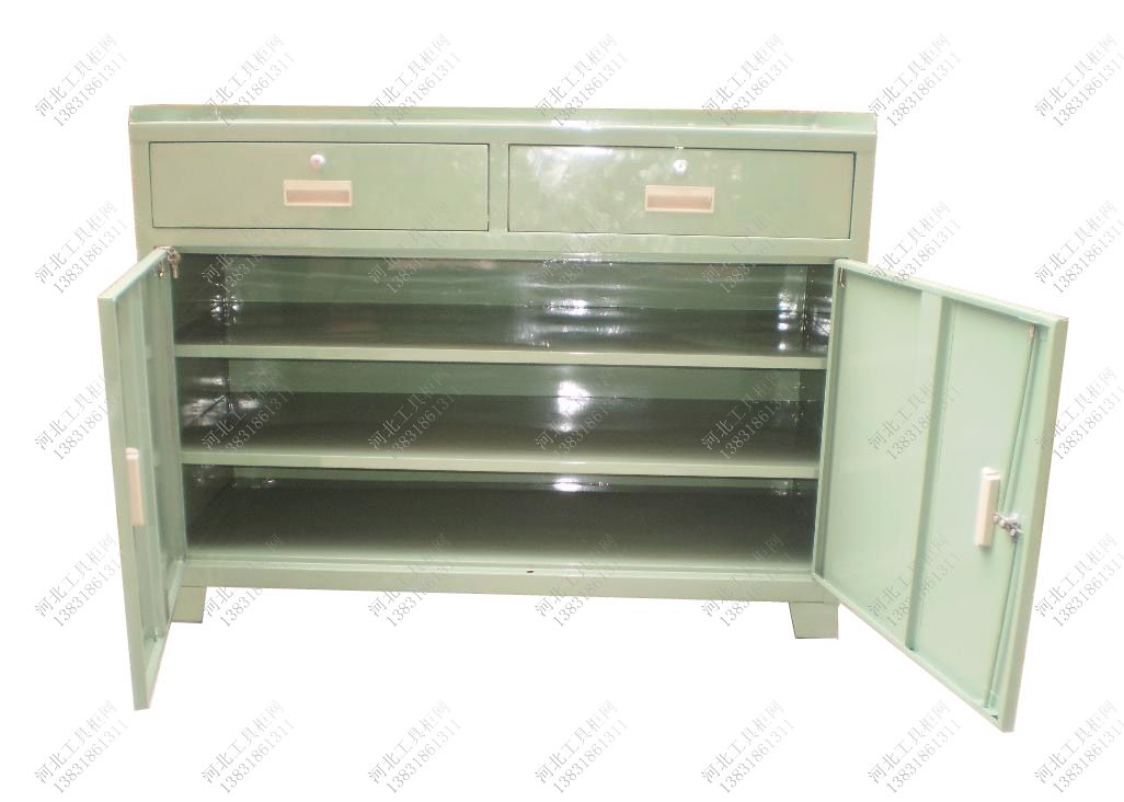 工具柜销售厂家97 两个抽屉两个门两块搁板的工具柜,两屉二门三层工具柜价格,定做一个工具柜多少一