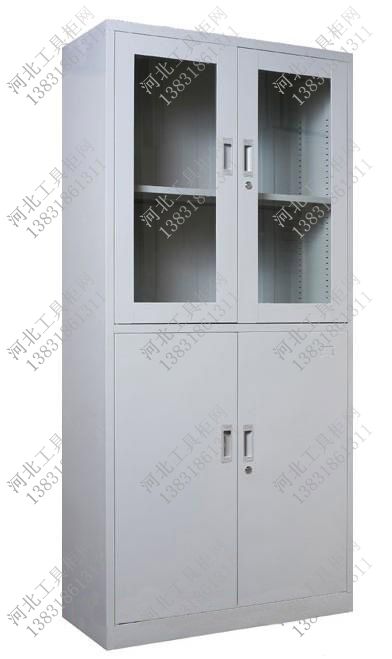 工具柜销售厂家47 四门平开玻璃工具橱,上玻璃下实门铁皮工具柜,均分玻璃铁门工具柜多少钱