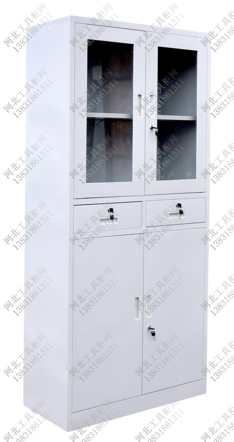 工具柜销售厂家117 中二屉玻璃柜子,铁皮二屉玻门工具橱,玻璃门中间两个抽屉的柜子多少钱