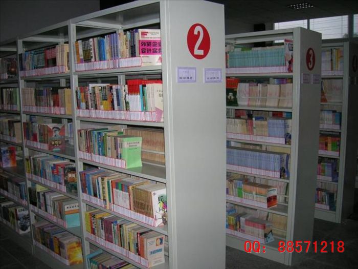全钢图书架,标准铁书架,六层双柱书架
