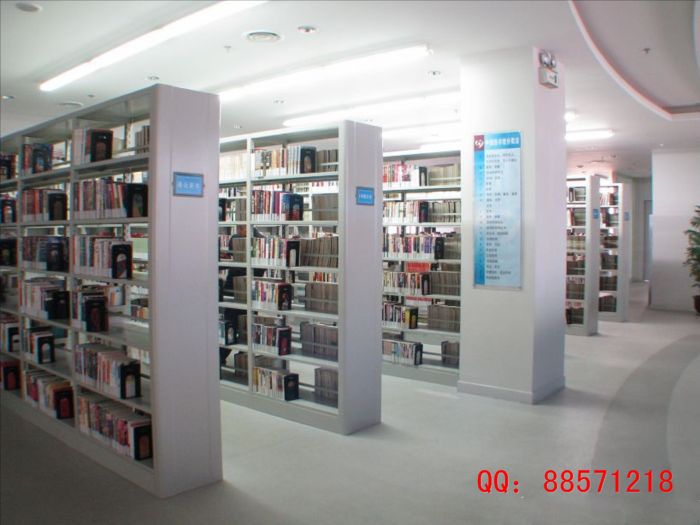 图书借阅钢制架,全钢制双柱双面书架,图书馆专用图书架