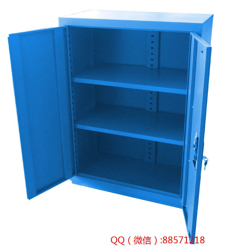 工具柜销售厂家28 双门双搁板工具橱,车间专用工具置物柜,车间用铁皮工具橱
