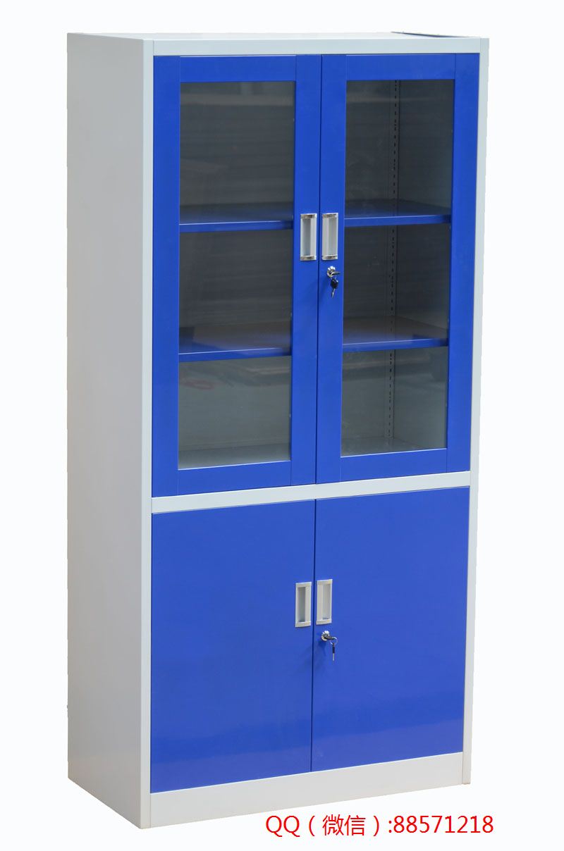 蓝门白框仪器柜,玻璃门设备柜,套色铁质仪器柜