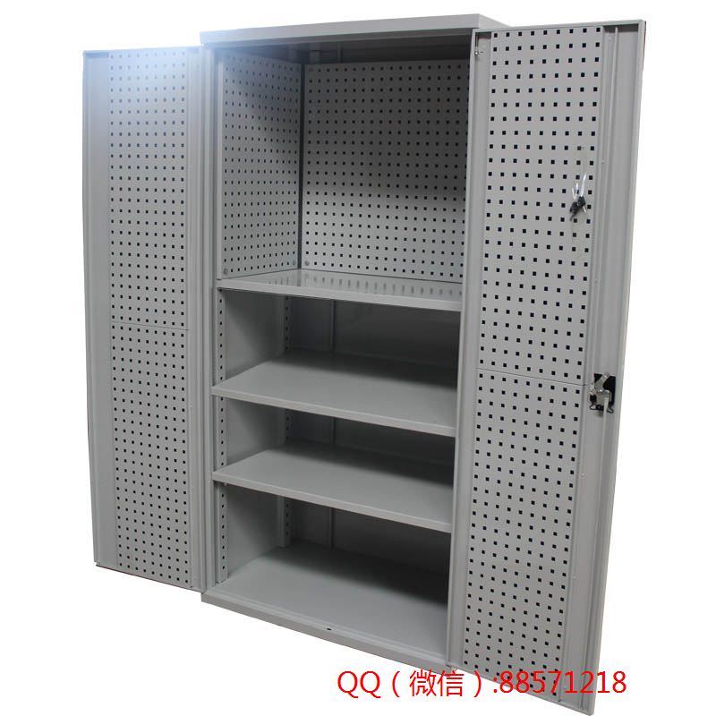 工具柜销售厂家227 对开内带孔板工具柜,两门内置孔板工具橱,双门挂网工具橱