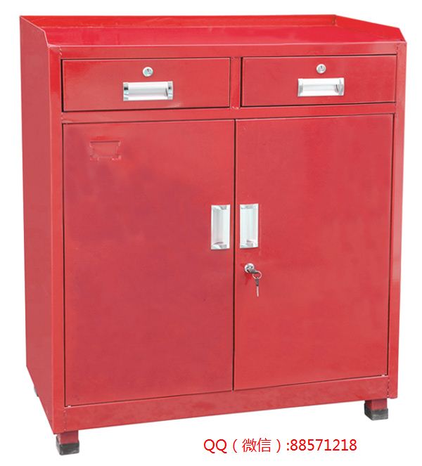 红色二屉工具柜,二屉双门工具柜,铁皮红色工具橱