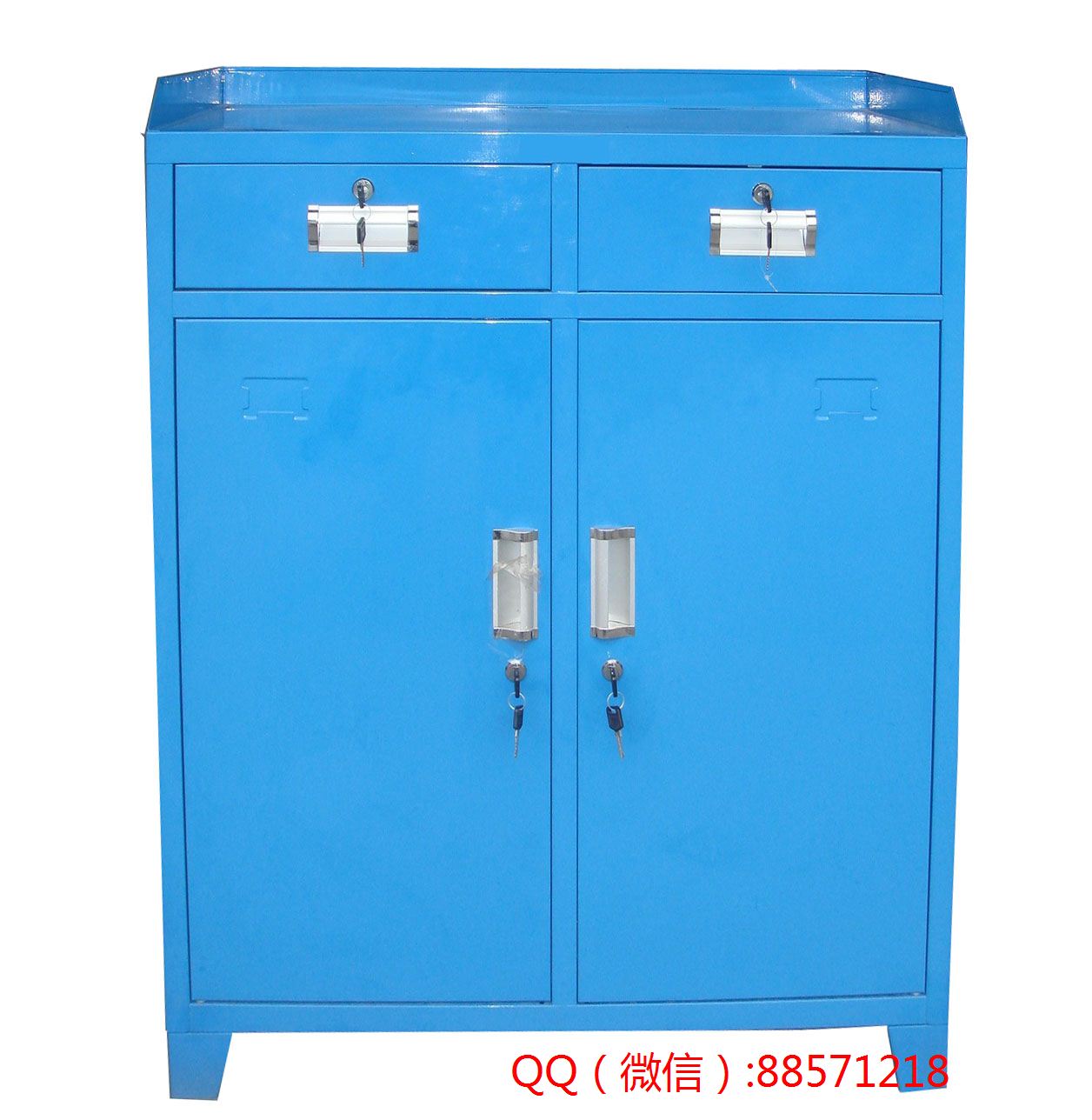 工具柜销售厂家37 两个人用维修工具柜,双门双锁双屉工具柜,二门双屉工具橱